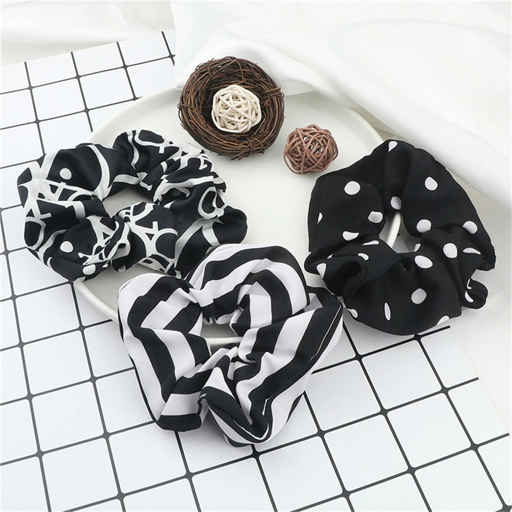 3/5PCS Black White Elastic Hair Bands for Girls Simple Basic Headband Women Rubber Band Hair Accessories Holder Scrunchies Gifts