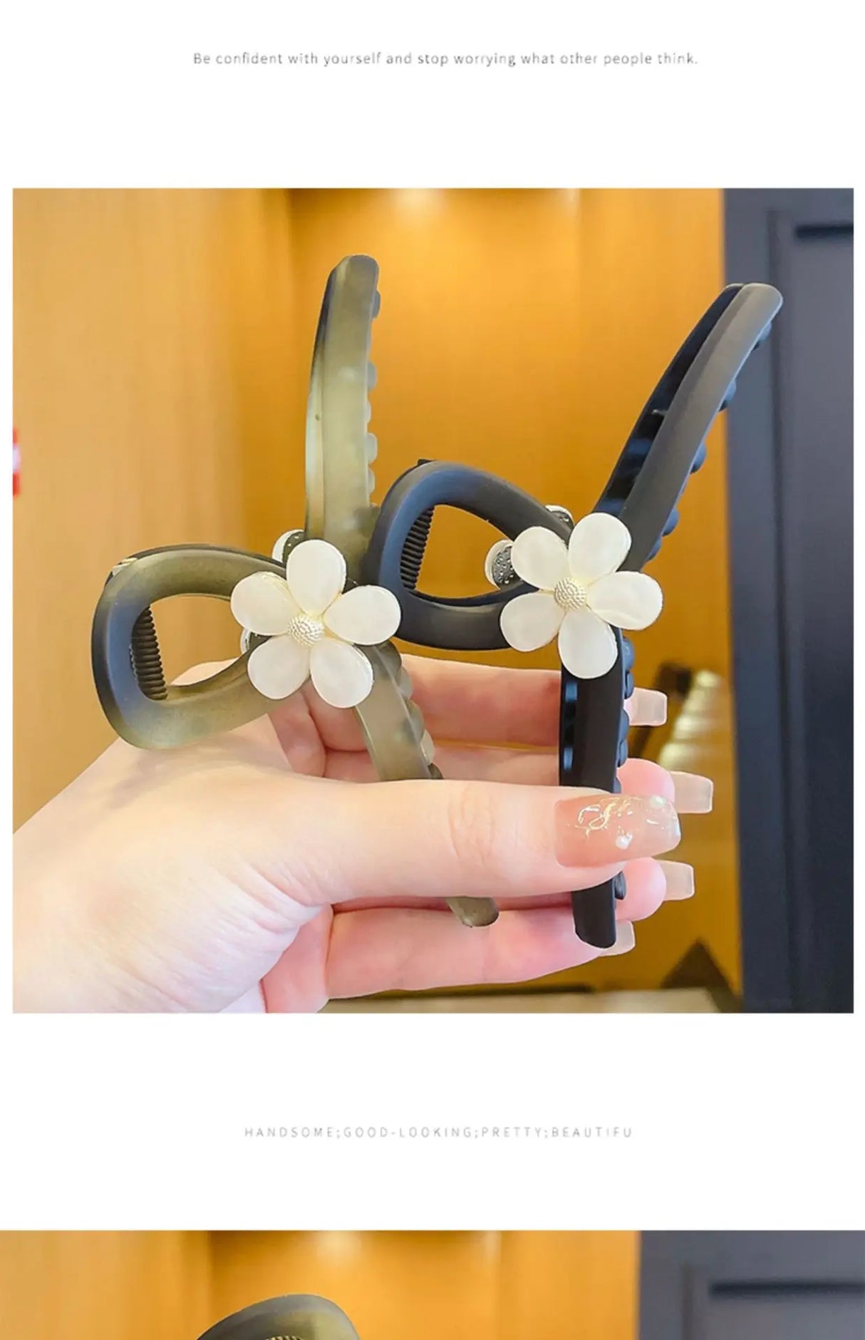 Fashion Flower Clamping Clip for Women Large Premium Sense Clip for Headwear Hairpin Temperament Back Spoon Pan Hair Shark Clip
