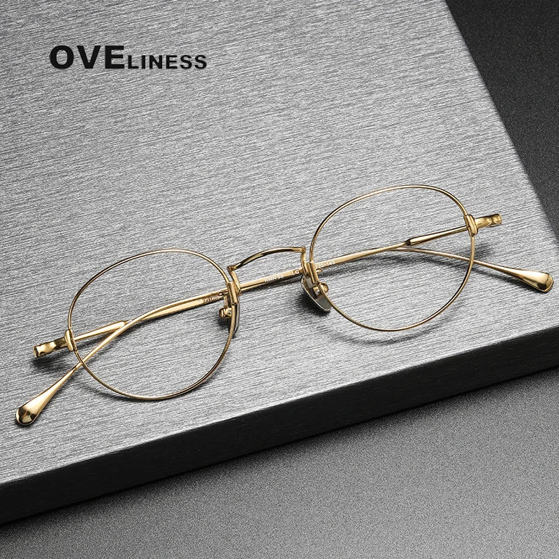 Pure Titanium Glasses Frame Men Women Vintage Round Brand Design Eyeglasses Frames New Titan Eyewear High Quality Spectacles