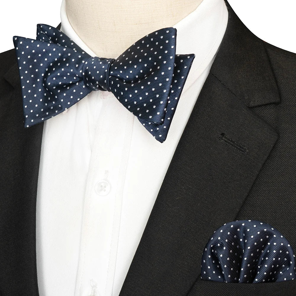 EASTEPIC Striped Bow Tie for Men Hanky Set Plaid Accessory Paisley Neckwear Floral Design Polka Dot Pure Black Evening Party