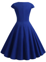 Robe d'été rose pour femme, col en V, style vintage, élégante, rétro, pin-up, soirée, bureau, mi-longue