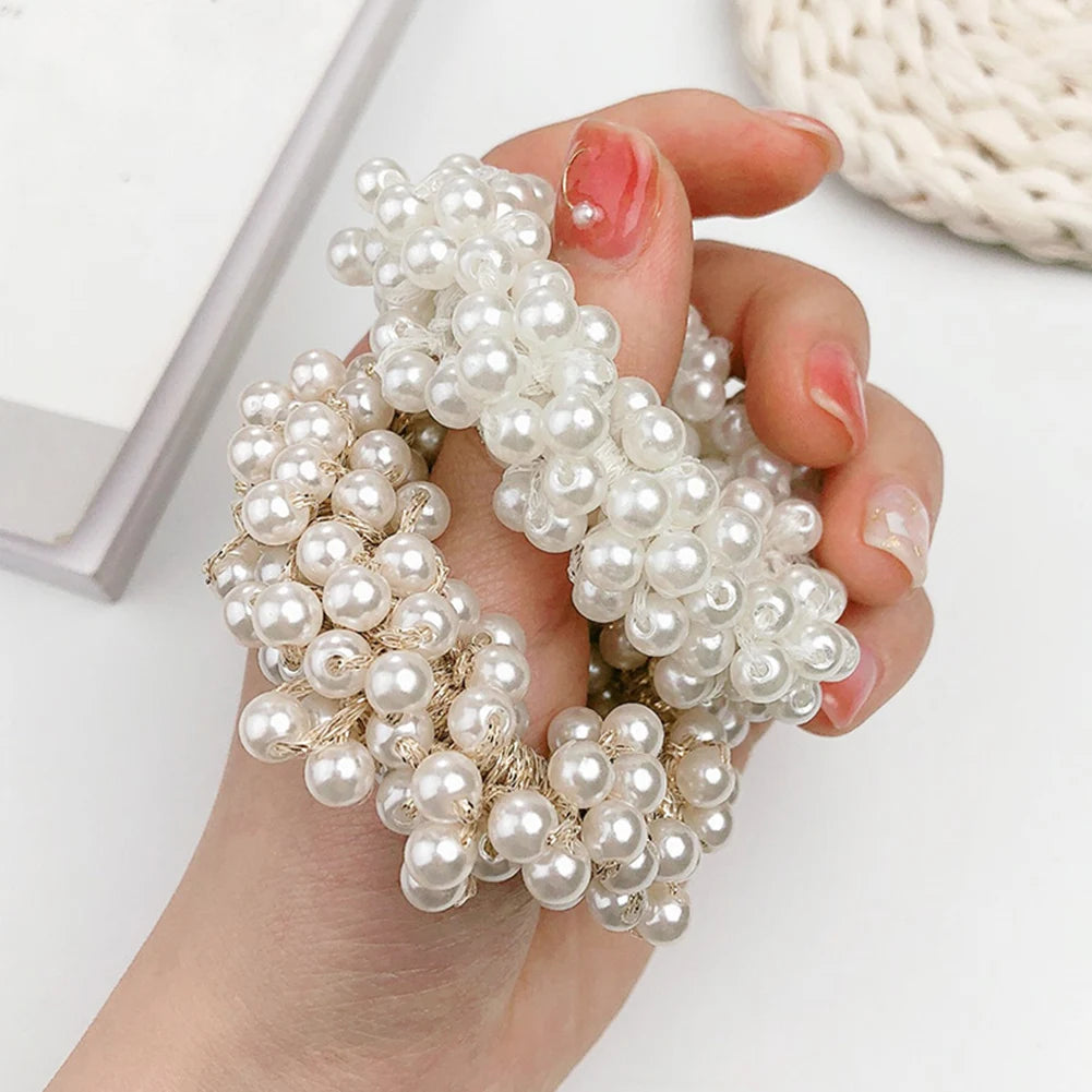 Pearls Beads Hair Ties Elastic Hair Bands For women Hair Rope Scrunchies Ponytail Holders Rubber Hair Accessories