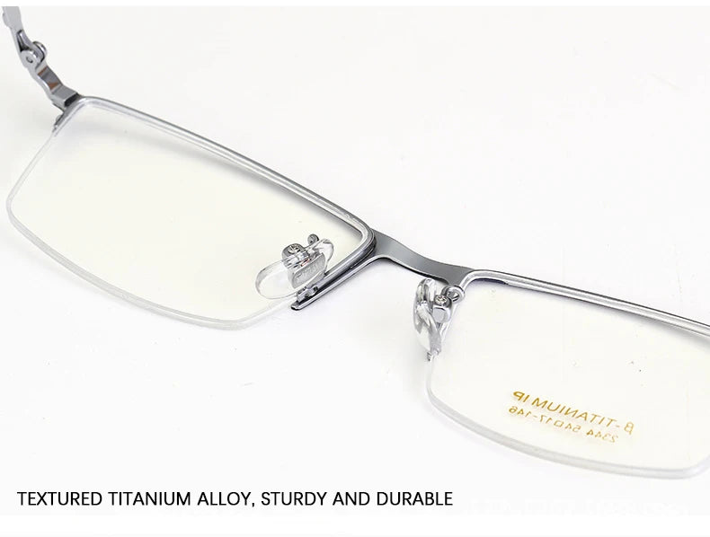 2023 New Titanium Half Frame Glasses Business Square Eyeglass Frames Myopia Hyperopia Prescription Eyeglasses Eyewear
