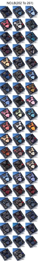 Holiday Gift Box Tie For Men Tie Handkerchief Pocket Squares Cufflink Set Necktie Box Man Dark Grey April Fool's Day