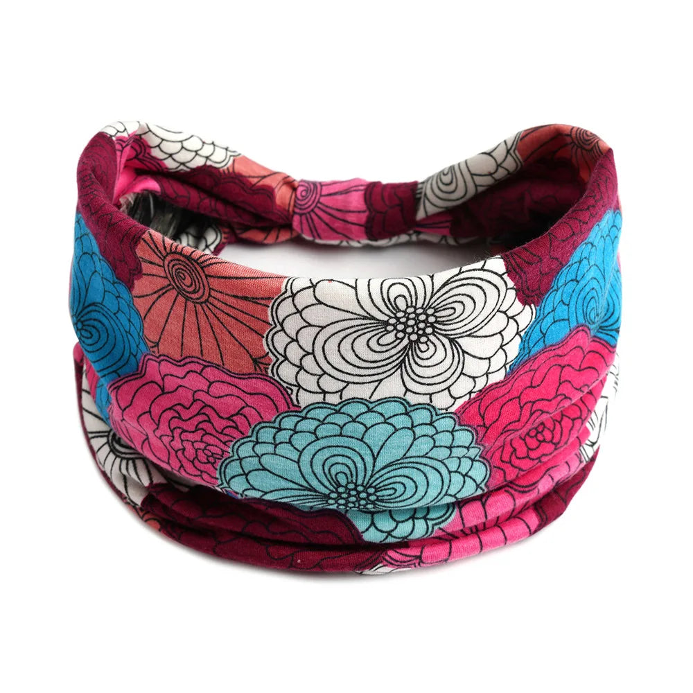 Bohemian Wide Cotton Stretch Headbands Women Headwrap Turban Headwear Bandage Hairbands Bandana Wide Headbands Hair Accessories