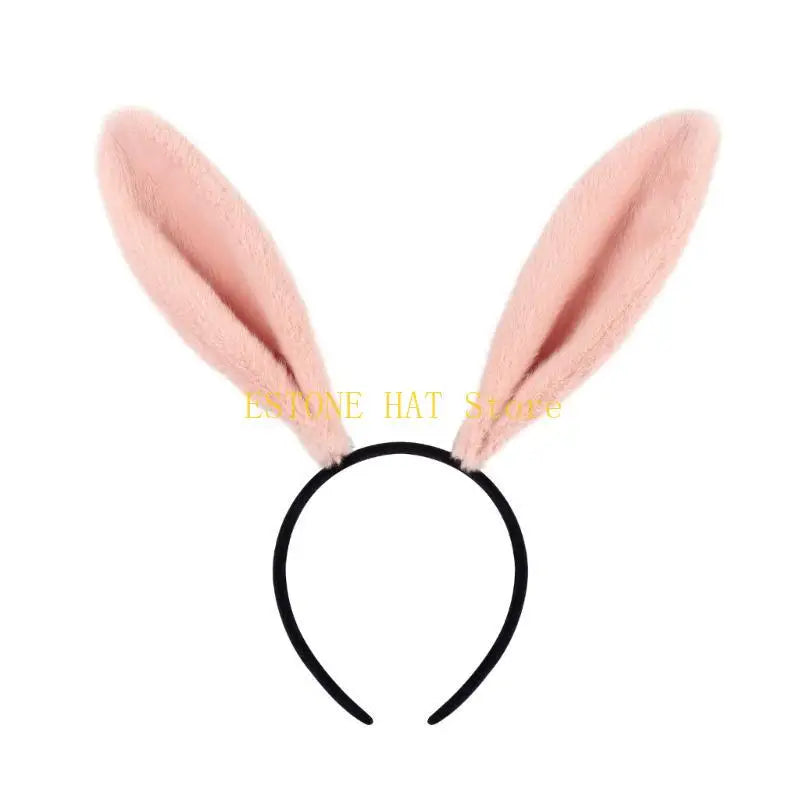 49MF Lovely Bunny Ear Hair Hoop Hair Holder Live Broadcasting Spring Cosplay Party Headwear for Teens Woman
