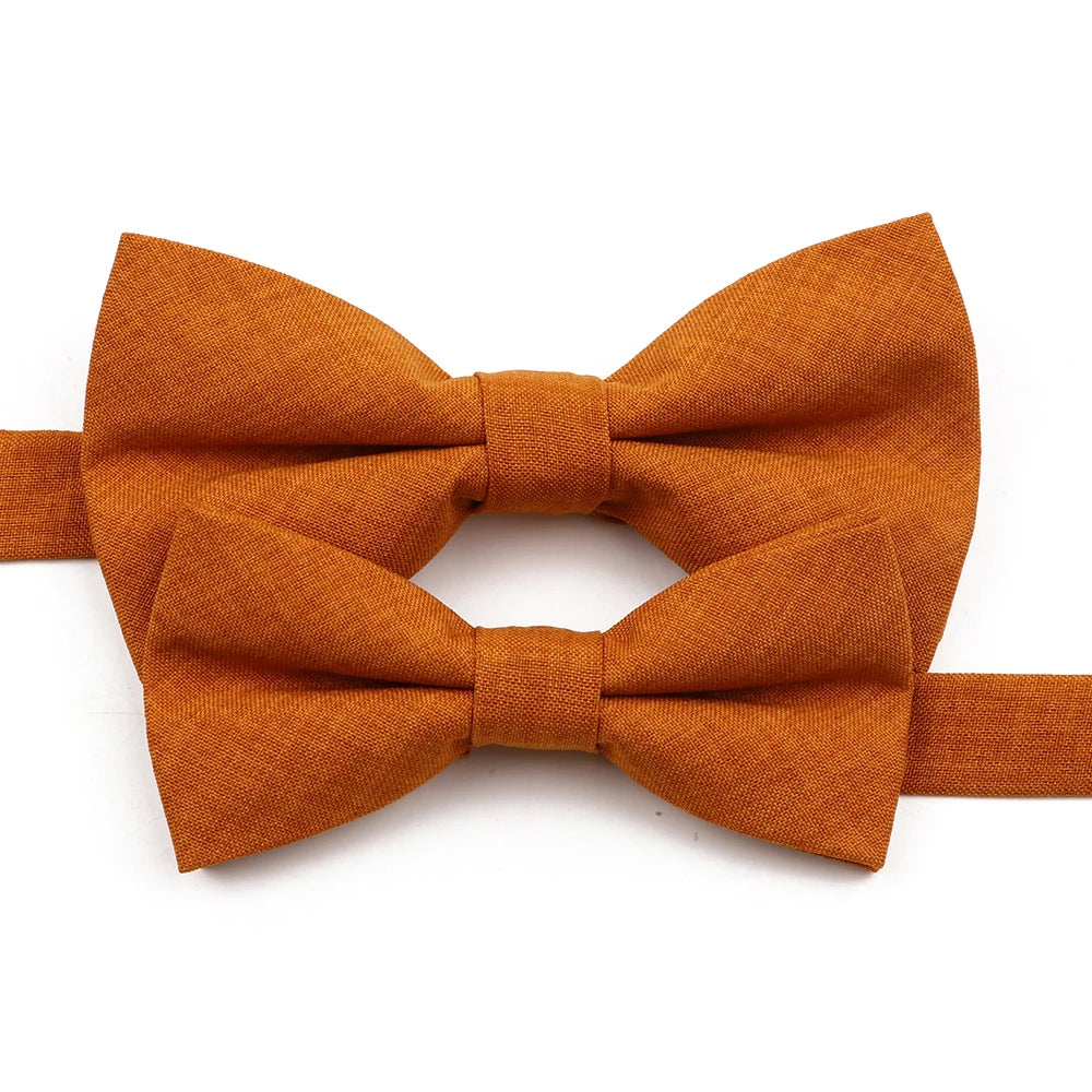 High Quality Mens Solid Color Bowtie Set For Men Children Wedding Party Dinner Accessory Pink Orange Father-son Bow Tie Gift