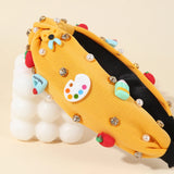 Knotted Wide Headbands Diadem For Back To School Pearls Pencil Hair Bands Kids Head Hoop Girls Children Daily Tiara Accessories
