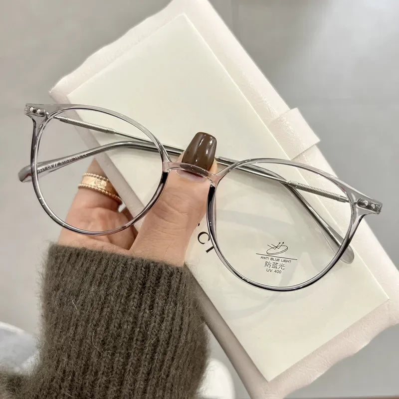 Round Blue Light Blocking Short Sighted Eyewear Luxury Ladies Myopia Glasses Unisex Fashion Women's Minus Sight Eyeglasses -4.0