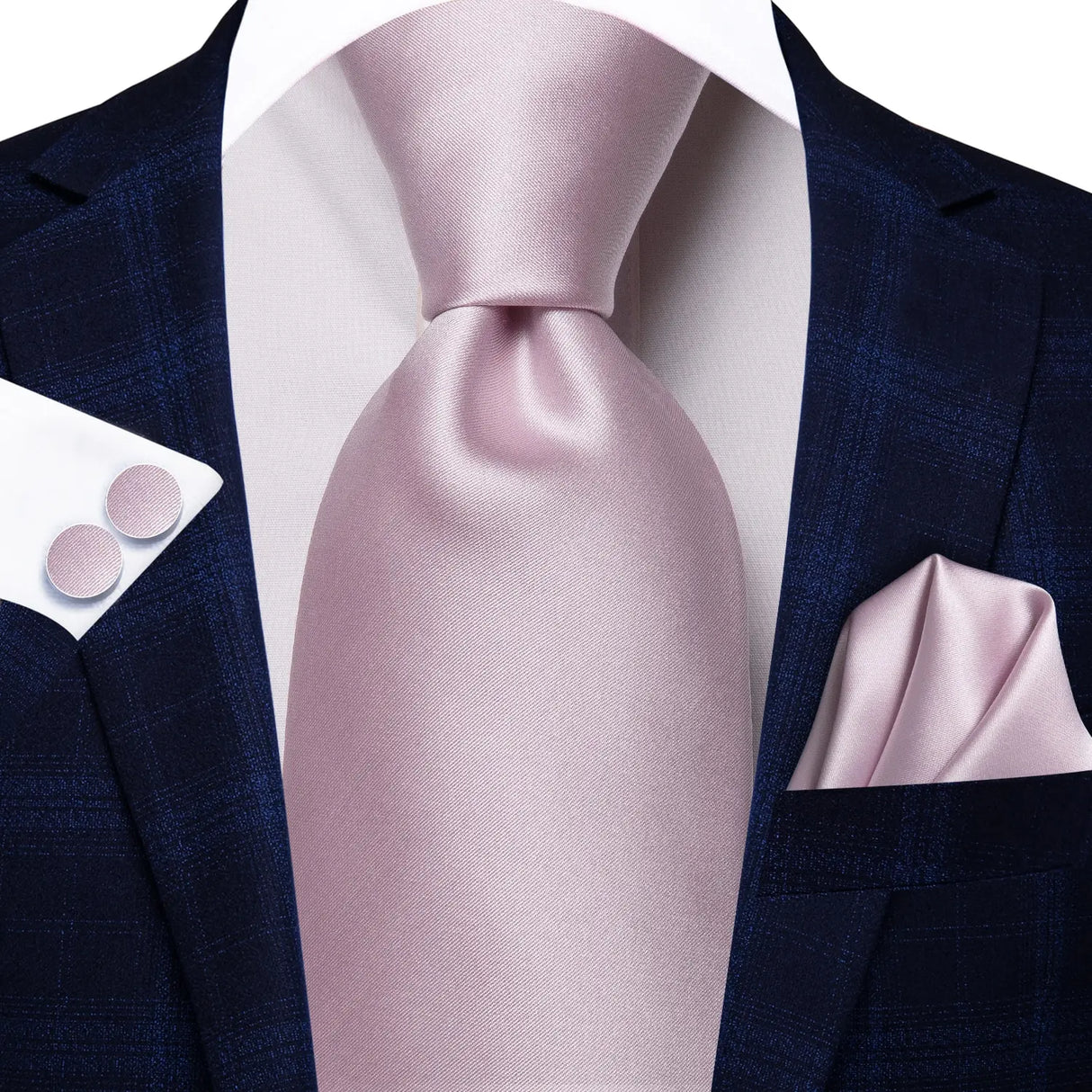 Hi-Tie Designer Dusty Pink Solid Silk Wedding Tie For Men Hankerchief Cufflink Set Gift Men Necktie Fashion Business Party