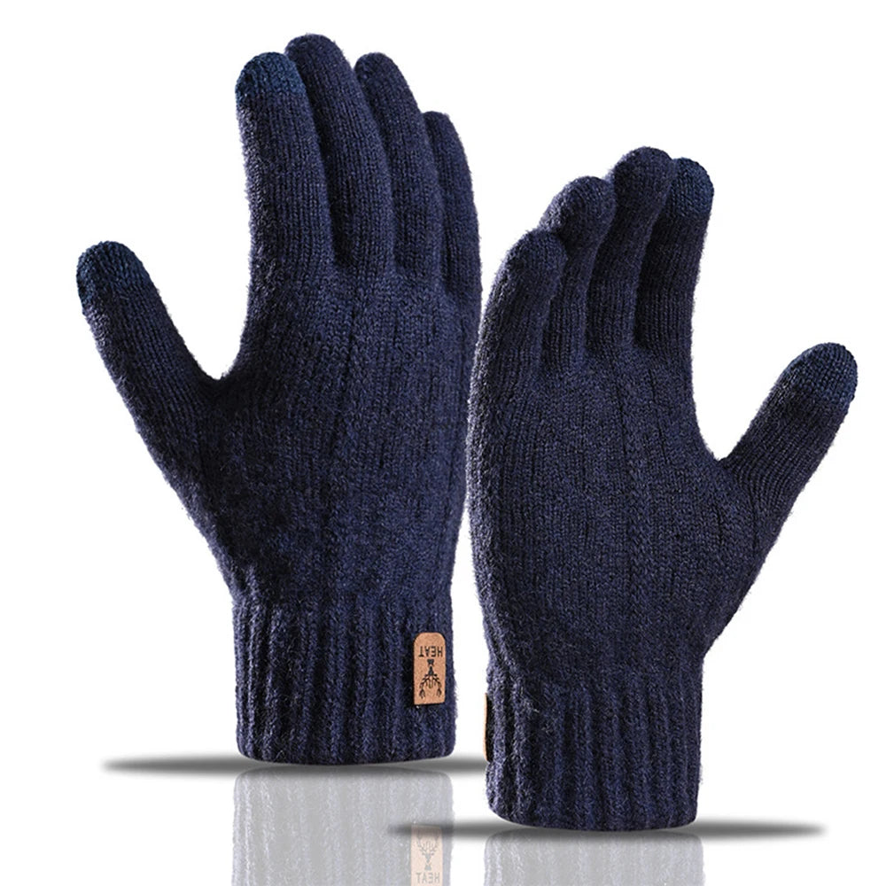 Winter Warm Gloves for Men and Women, Touchscreen Thickened Knitted Gloves, Outdoor Cycling Sports, Cold resistant Gloves