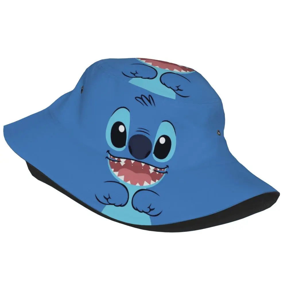 Unisex Kawaii Bucket Hats Funny Stitch Cartoon Accessories Bob Hat For Beach Headwear Lightweight