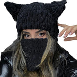 Winter Cartoon Knitting Hat Cute Animal Ear Cosplay Hat Outdoor Sport Hat Woolen Caps Windproof Headwear Balaclava Photo Props