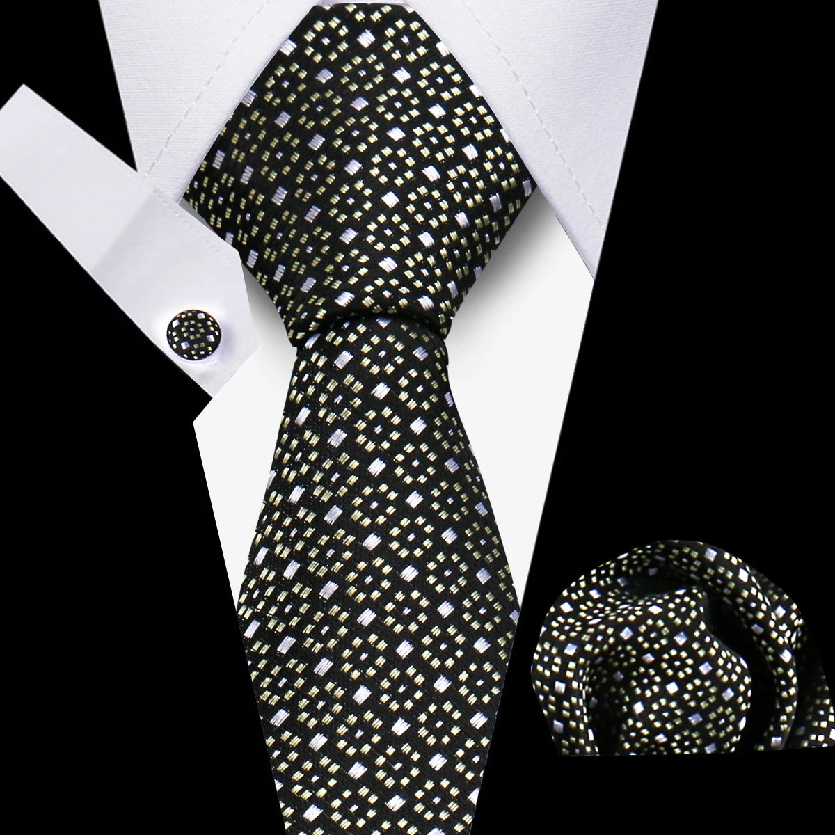 Men Neckties Tie Classic Handkerchiefs Plaid Necktie Cufflinks For Men Blouse Business Wedding Accessories Woman Collar Man Gift