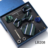 Holiday Gift Box Tie For Men Tie Handkerchief Pocket Squares Cufflink Set Necktie Box Man Dark Grey April Fool's Day