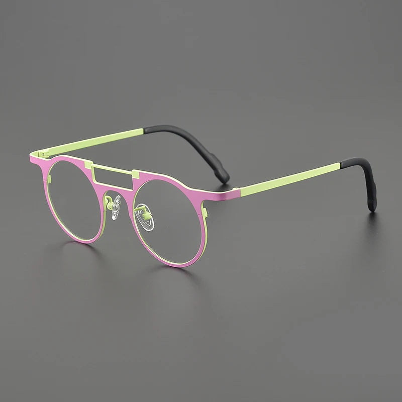 High-quality niche multi-color glasses frame literary fashion retro round ultra-light pure titanium hip hop trend optical glasse