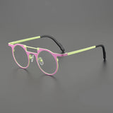 High-quality niche multi-color glasses frame literary fashion retro round ultra-light pure titanium hip hop trend optical glasse