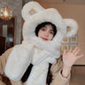2023 New Fashion Scarf Hat Glove Women Cute Big Ear Bunny Beanie Winter Warm Soft Thickening Pocket Warm Ear Hats Hooded Skullie