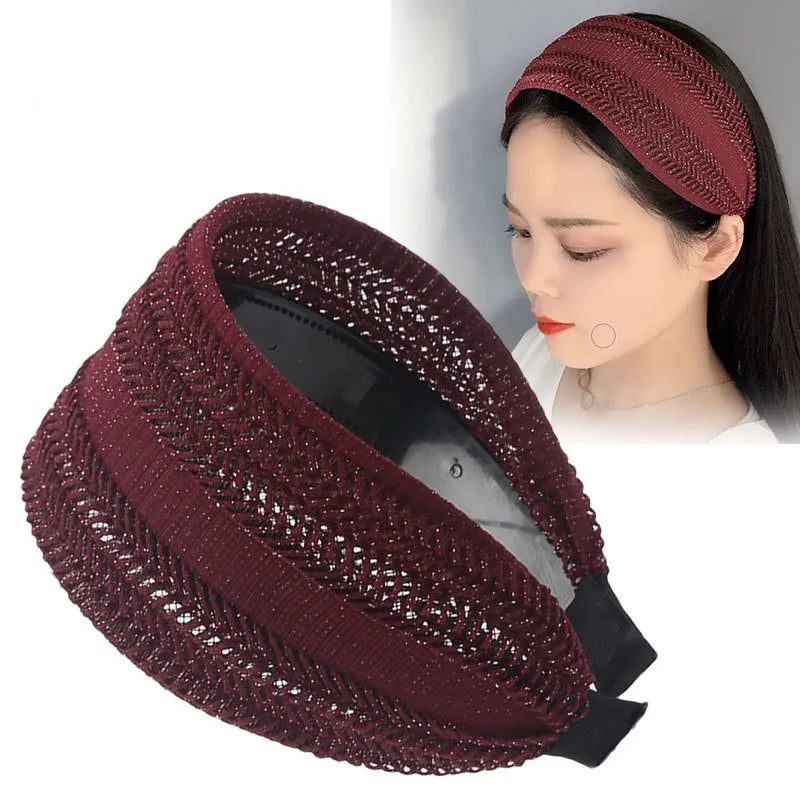 Women's Hair Band Simple Wide Headband with Teeth Non-Slip Hairpin All-Matching Hollow Cover Gray Hair Haar Accessoires Women