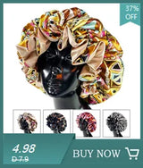Women Satin Bonnet Cap Double Layer Silky Big Bonnet for Lady Printing Sleep Cap Head Wrap