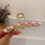 New Women Metal Hair Claw Elegant Gold Flowers Hair Clips Barrette Crab Headband Ponytail Clip Headwear hair accessories tiara