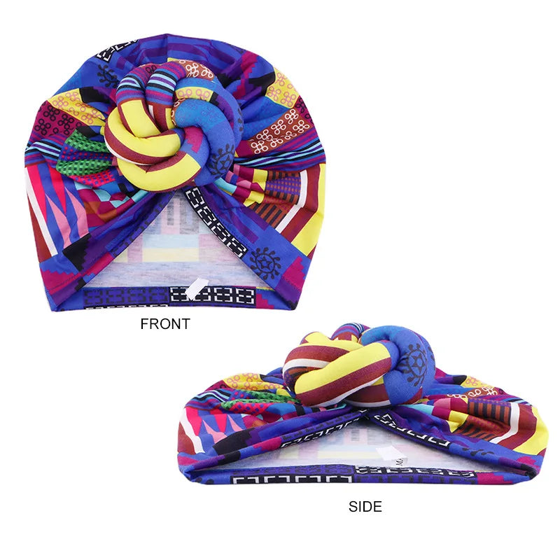 African Print Turban for Women New Fashion Pre-Made Top Knot Head Wraps Flower Stretch Hijab Ladies Party Wedding Headdress