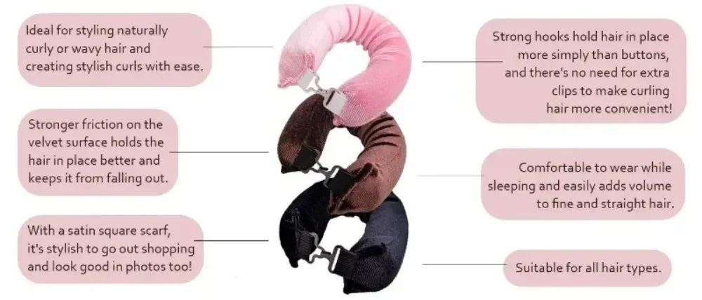 Heatless Hair Curler Satin Sleeping Cap Set No Heat Hair Rollers Curling Rod Headband Soft Curlers Lazy Curls Bonnet Night Hat