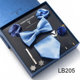 Brand Newest Design Silk Tie Set Handkerchief Pocket Squares Cufflink Bow Tie Clip Necktie Set Bussiness Wedding Suit Gift Box