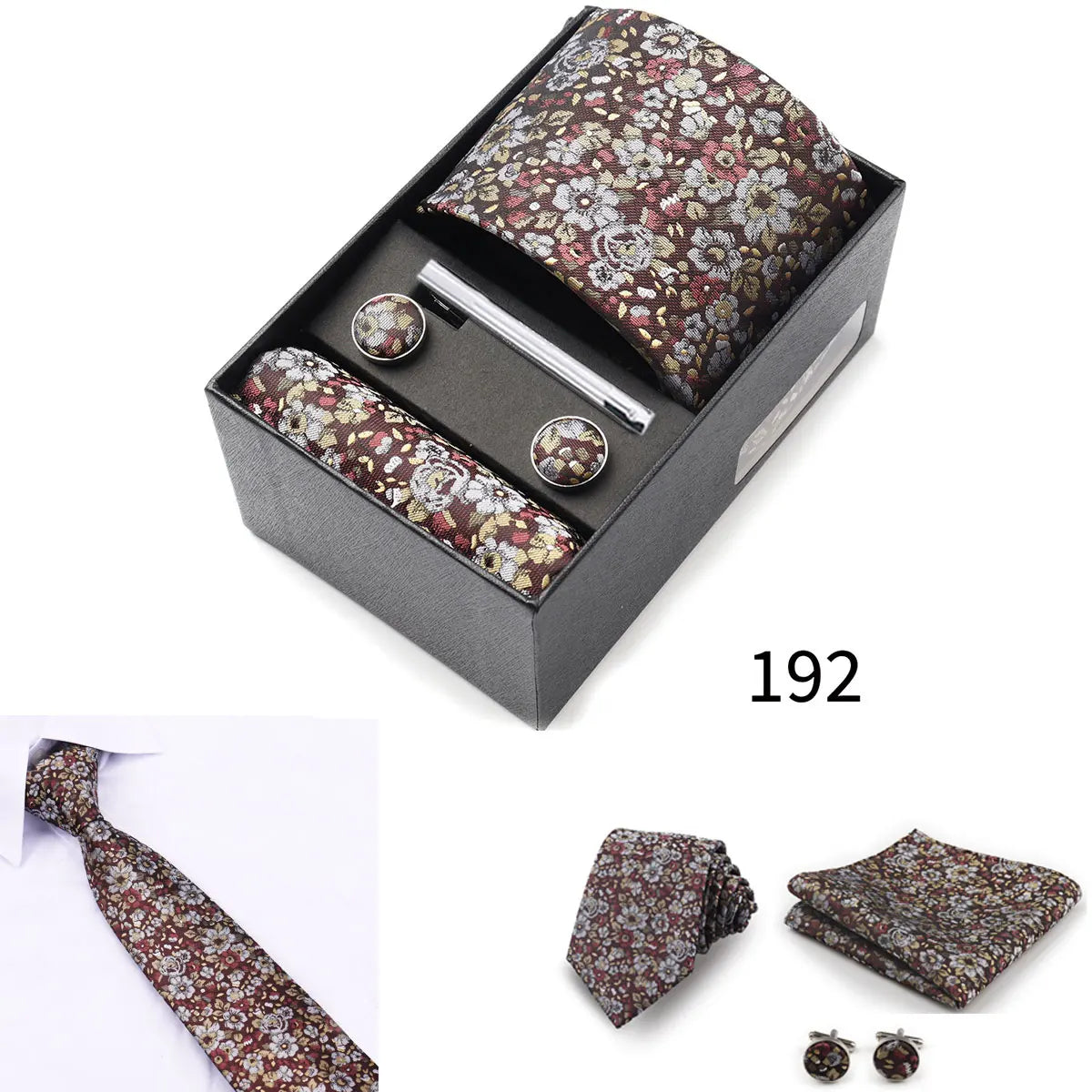 Men's Tie Gift Box With Neckties Handkerchiefs Cufflinks Tie Clips 6-Piece sets Group Business Wedding Festival Formal Ties