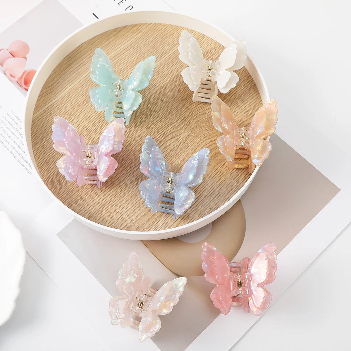 AWAYTR Double-layer Dazzle Butterfly Hair Claw Clips for Women Girls Hair Clip Barrette Hair Clamps Headwear Hair Accessories