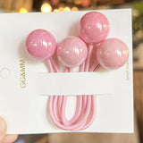 2pcs/lot Ponytail Ball Hair Ties For Girls Elastics Hairband Colorful Twin Bead Pom Balls Hair Rope Kids Hair Accessories