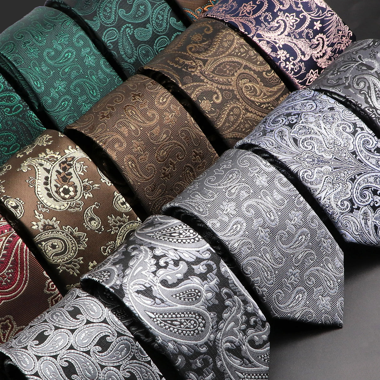 New Design Wedding Men Tie Grey Brown Green Paisley Flower Neckties Men Business Dropshipping Groom Collar Accessories Gift