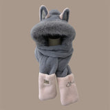 Winter new Firefox ears warm furry skiing scarf gloves one-piece hat children