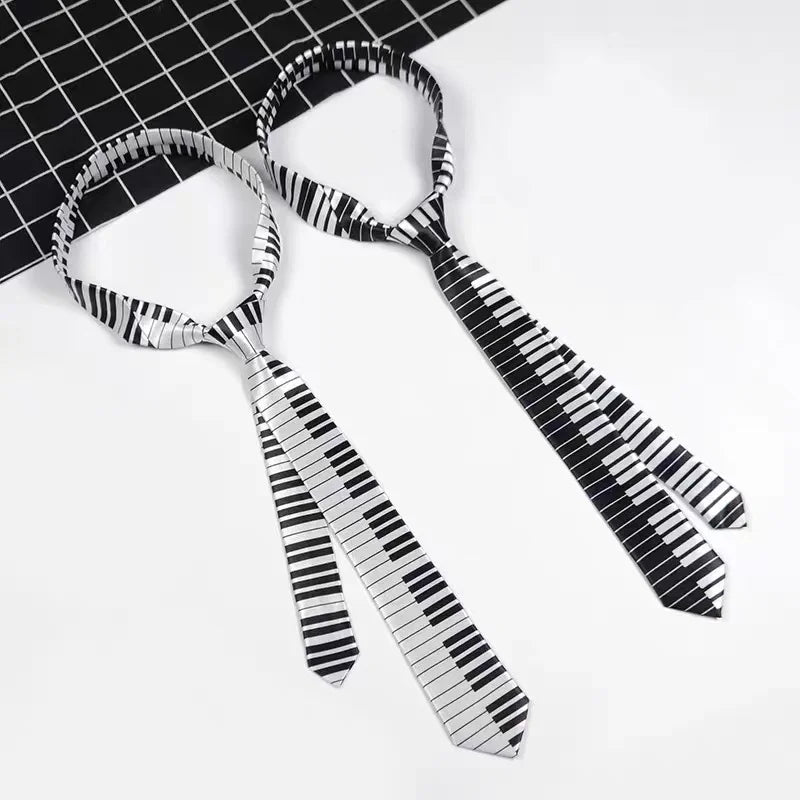 5cm Musical Note Printed Tie College Students Narrow Neckties Leopard Check Performance Ties For Men Daily Neckwear Gravata Gift