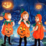 Kids Halloween Party Costume Romper with Hat Shoes Toddler Pumpkin One-Piece Boy Girl Baby Jumpsuit Cosplay Clothing Set 1-10T