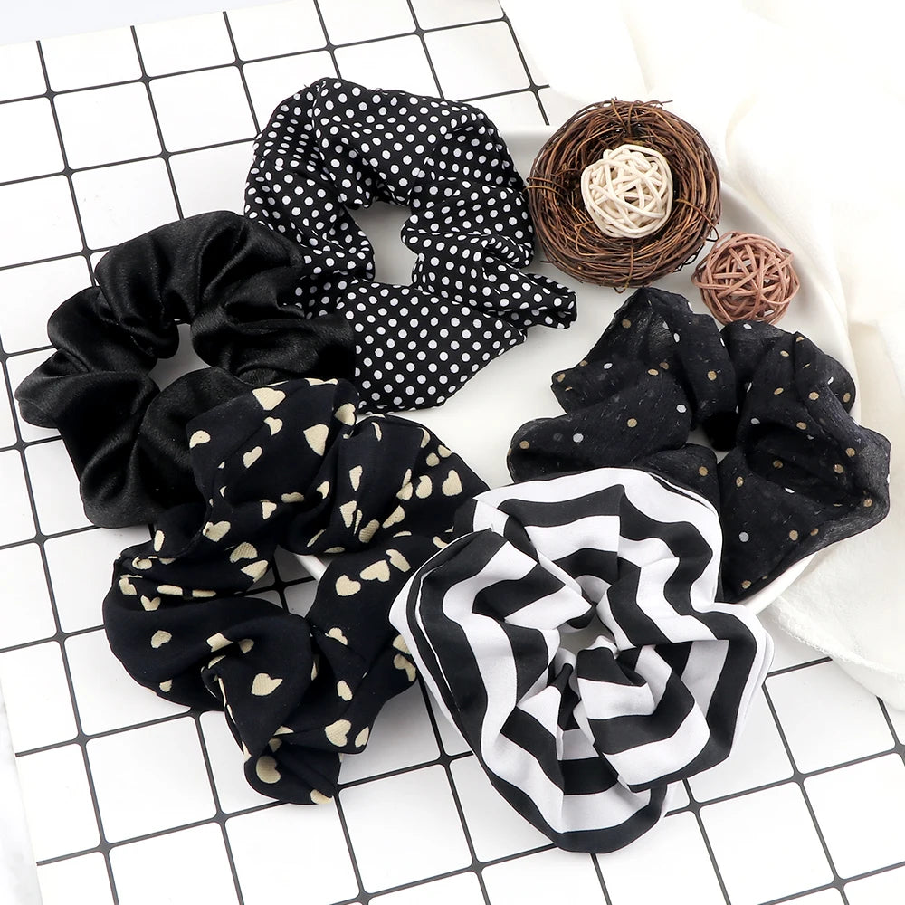 3/5PCS Black White Elastic Hair Bands for Girls Simple Basic Headband Women Rubber Band Hair Accessories Holder Scrunchies Gifts
