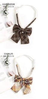 Brown Retro Plaid Striped Lazy-Free Japanese Style Brown Tie Women's Junior Wear Bow Tie College Style Men's Fashionmariage bleu