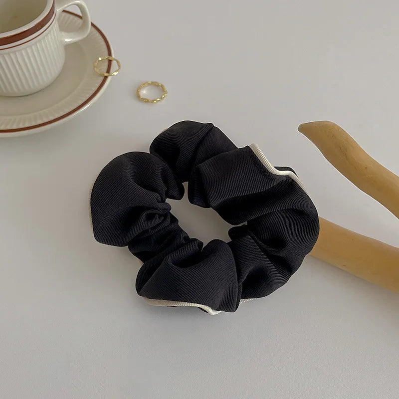 New Korean Woman Elegant Cotton Elastics Hair Band Cream Coffee Color Scrunchies Hair Ties Ladies Ponytail Hold Hair Accessories