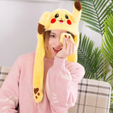 Plush Moving Rabbit Ears Hat Funny Hand Pinching Airbag Magnet Soft Hat Controllable Long Ears Cute Animal Gift Rabbit Ear Hat