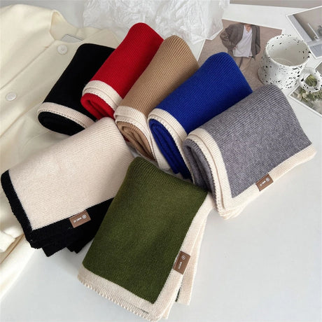 Fashion Solid Warm Cashmere Scarf for Women Winter Design Knitted Neckercheif Thick Woolen Yarn Shawl Neck Wrap Bufandas Muffler