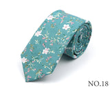 New Style Floral Printed 6cm Tie Blue Green Purple Skinny 100% Cotton Necktie For Men Women Wedding Party Suits Shirt Accessory