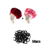 New Women's Satin Solid Wide-brimmed Sleeping Hat Unisex Head Wrap Elastic Band Cap Hair Care Bonnet Night Hat Bonnet De Nuit