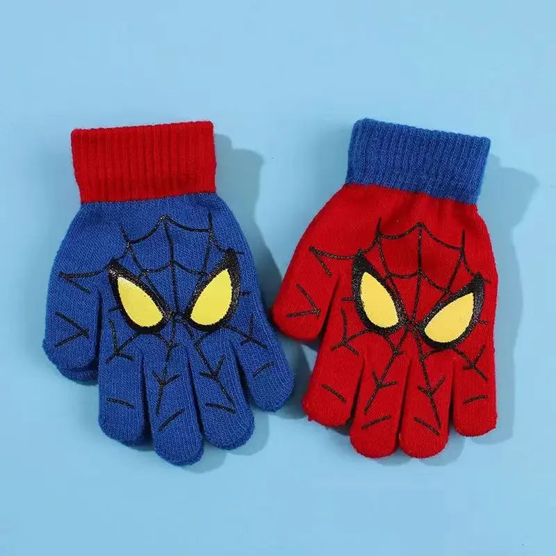 Diseny Spiderman Winter Children's Warm Gloves Marvel Anime Cartoon Knitted Gloves Cute Decoration Kids Christmas Gifts 5-10Y