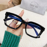 Oversized Square Glasses Women Large Frame Transparent Eyeglasses Anti Blue Light Glasses Over-the-counter Lenses and Glasses