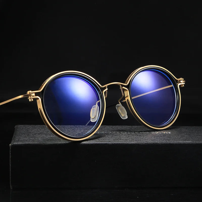 Reading Glasses Men High Quality Round Alloy Magnifying Glasses Eye Prescription 0 To +4 Clear Lens Anti Blue Light Glasses New
