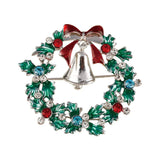 Christmas Wreath Collection Enamel Crystal Brooches With Candy Canes Bells Santa Claus Reindeer Snowman Snowflake Tree Drop