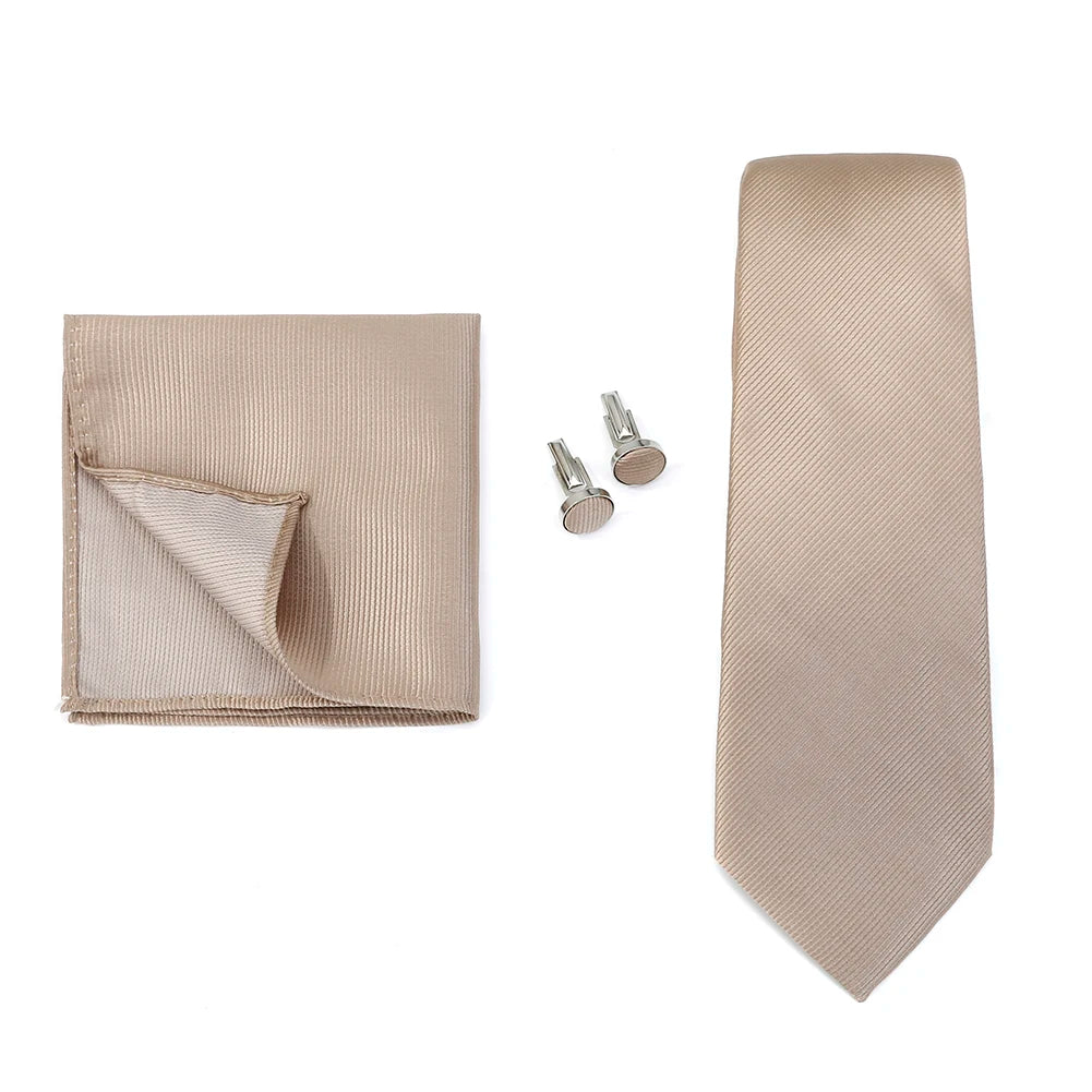 Corbata de marca de moda hecha a mano, sólida, con pañuelo y gemelos, para hombre, corbata, traje, camisa, accesorios de boda, regalos para hombre.
