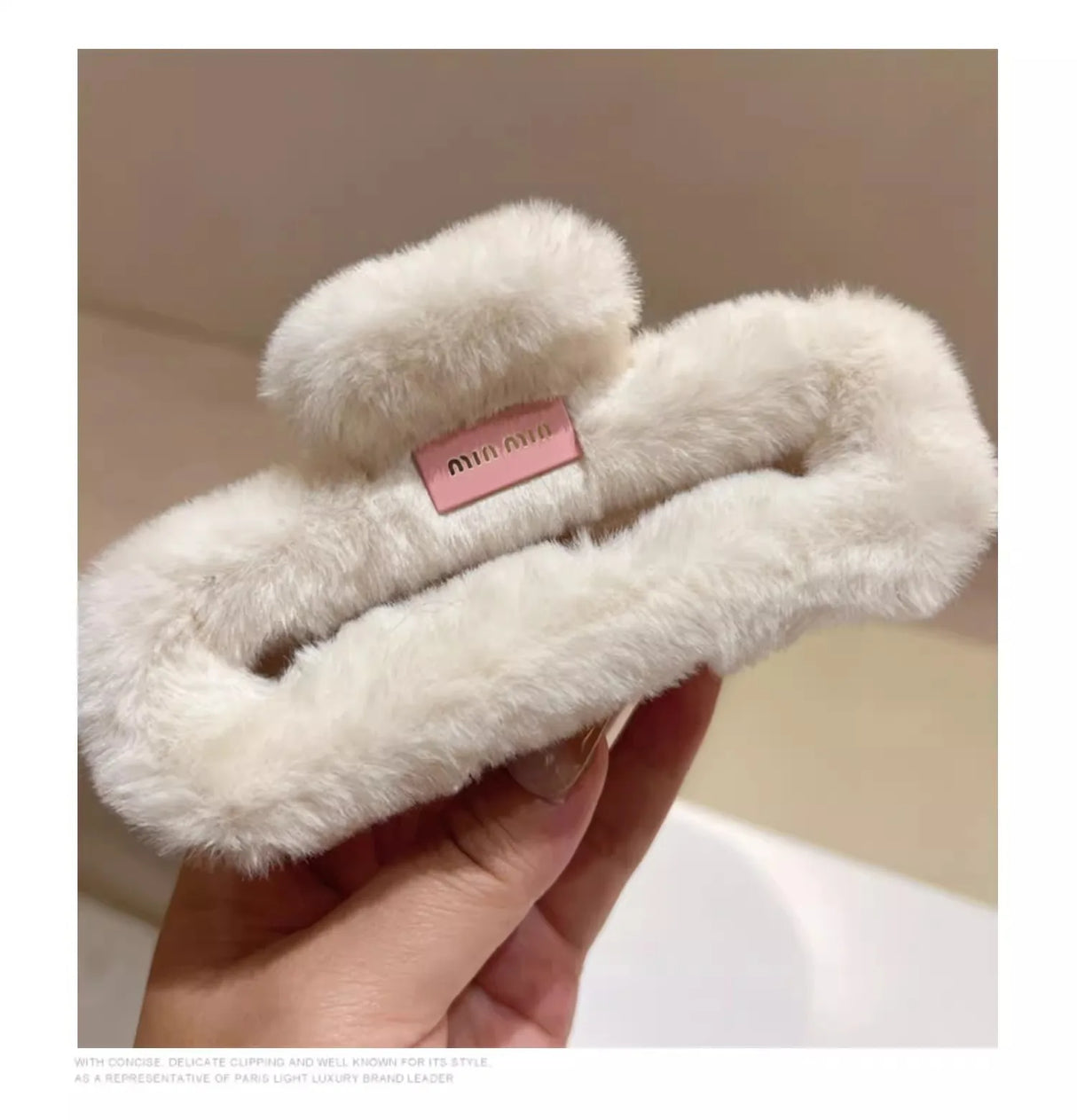 Autumn and winter trend imitation rabbit fur grab clip large square Maillard head shark clip multi-volume hair accessories