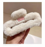 Autumn and winter trend imitation rabbit fur grab clip large square Maillard head shark clip multi-volume hair accessories