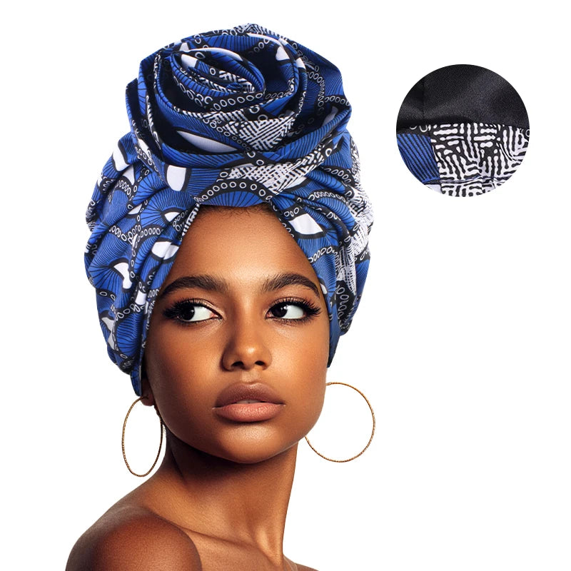 African Printed Satin-lined Turban Hat Women Fashion Dished Flower Hat All Kinds Of Popular Multifunction Wrap Head Ethnic Caps